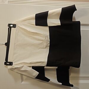 New York and Company, woman's Off shoulder black and white blouse, size large